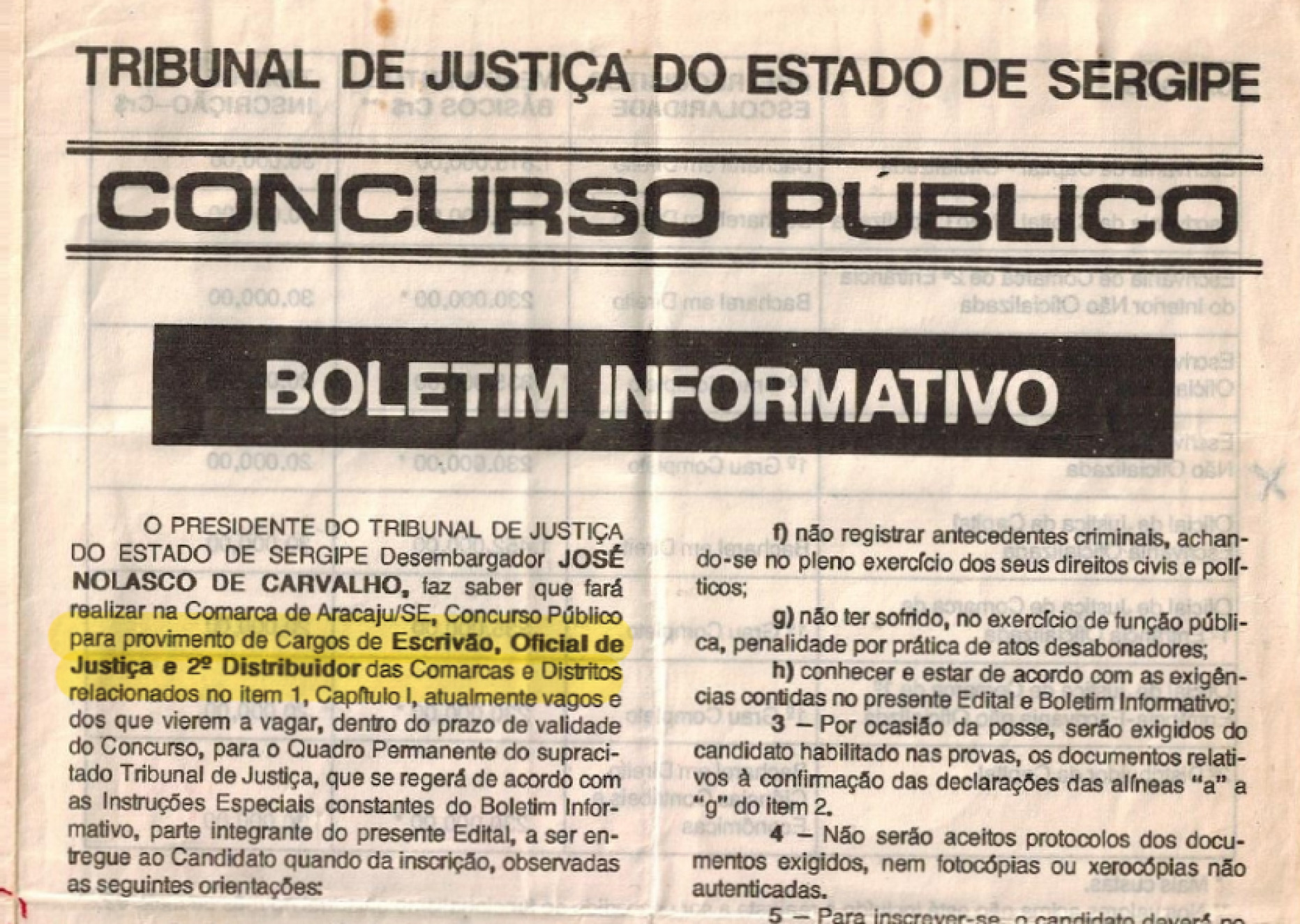 ATUAL EDITAL CONCURSO SERGIPE