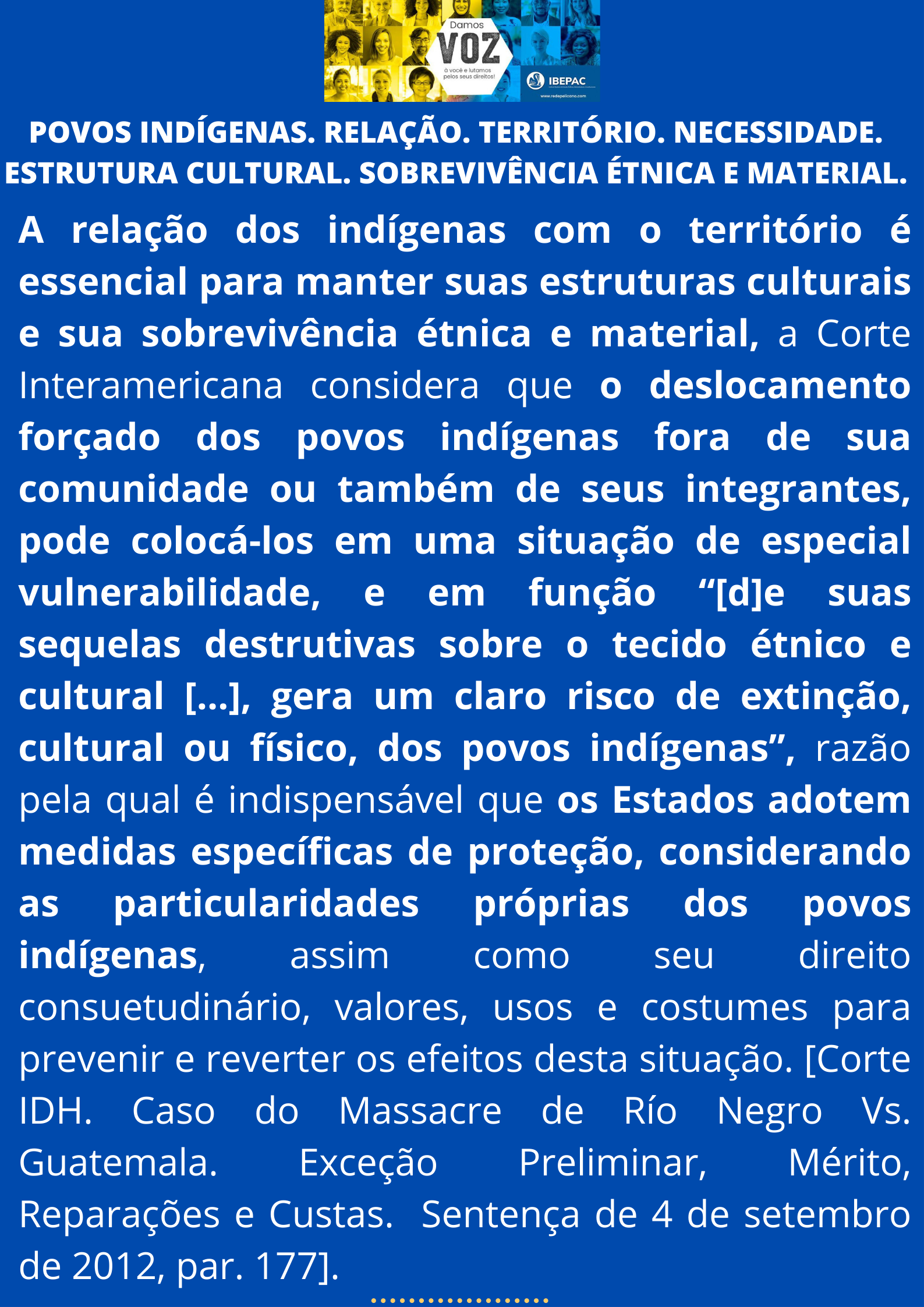 POVOS INDIGENAS. RELACAO. TERRITORIO