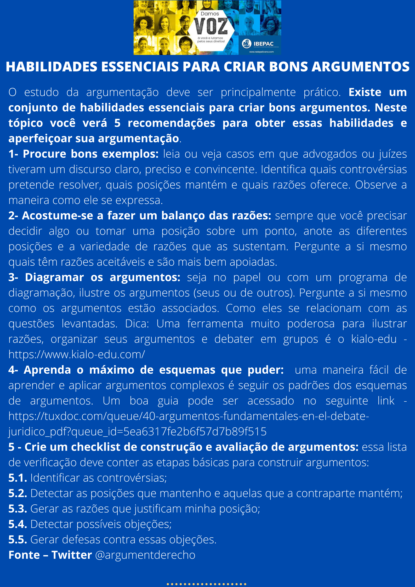 Rede Pelicano HABILIDADES ESSENCIAIS PARA CRIAR BONS ARGUMENTOS