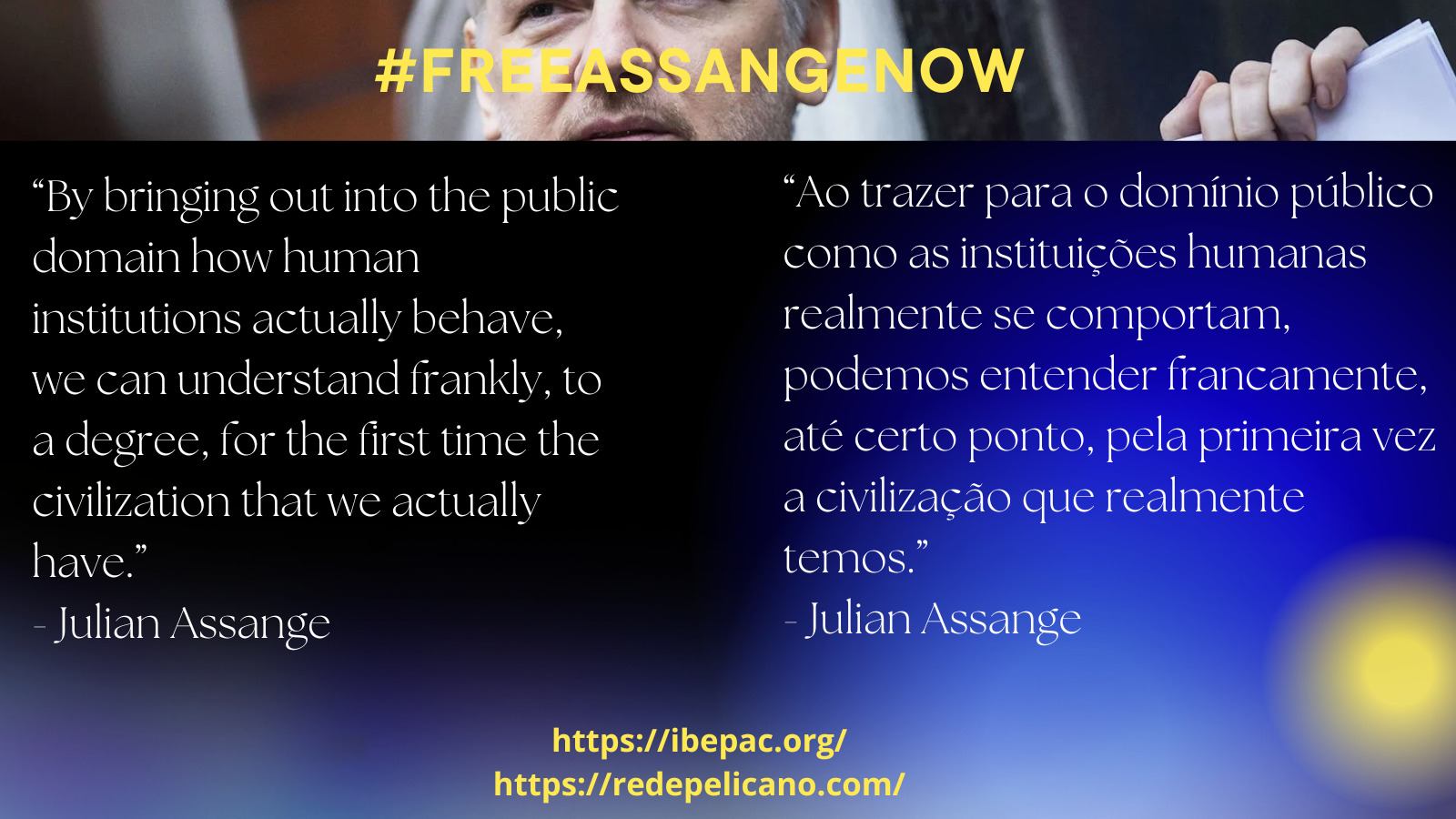 REDE PELICANO FREE ASSANGE ENTENDER GOVERNANTES